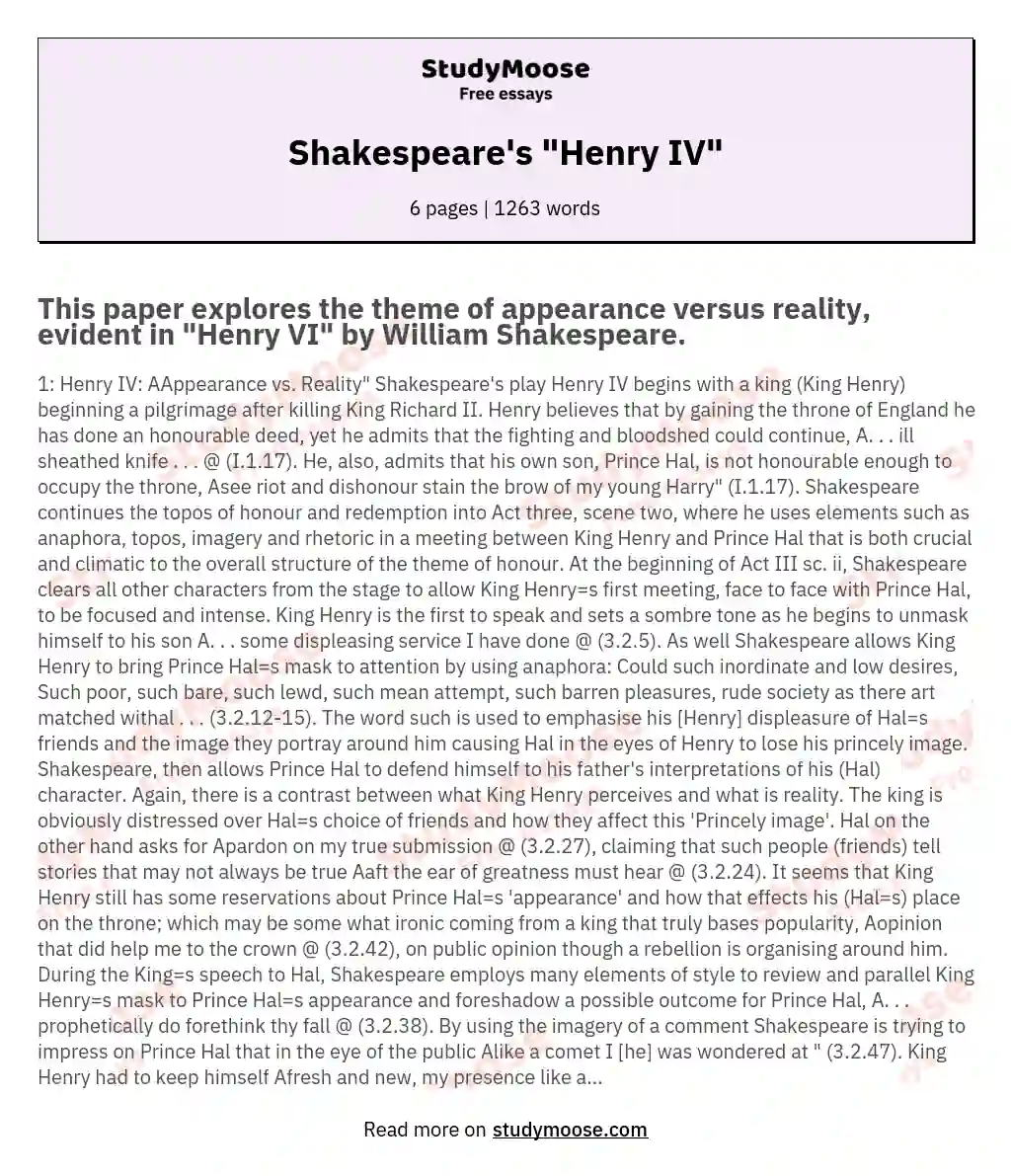 Shakespeare's "Henry IV"
