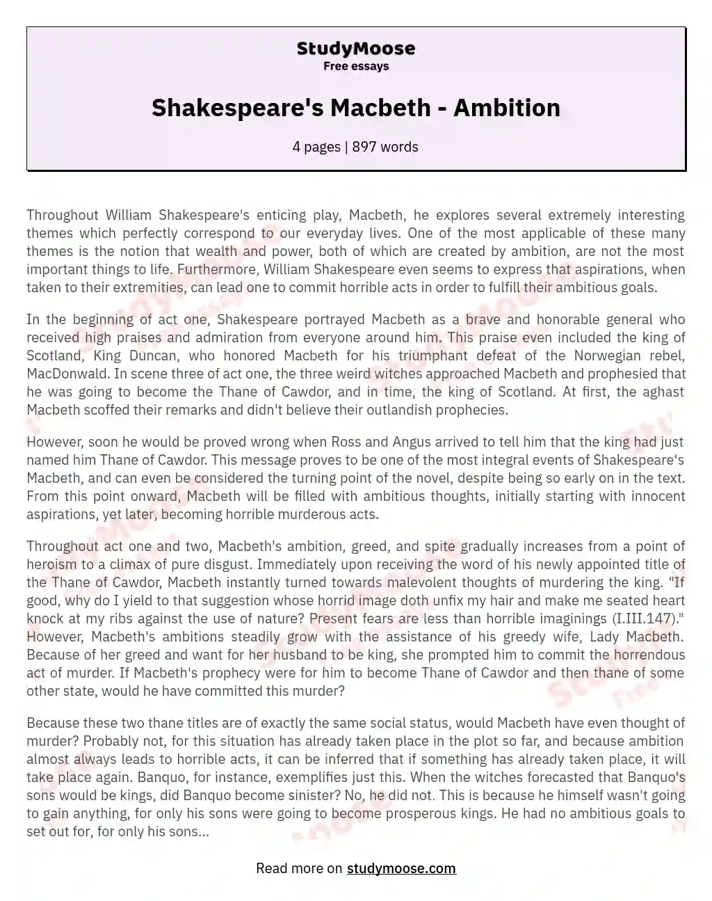 macbeth ambition and power essay
