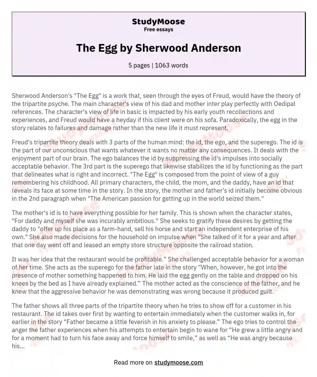 the egg sherwood anderson symbolism