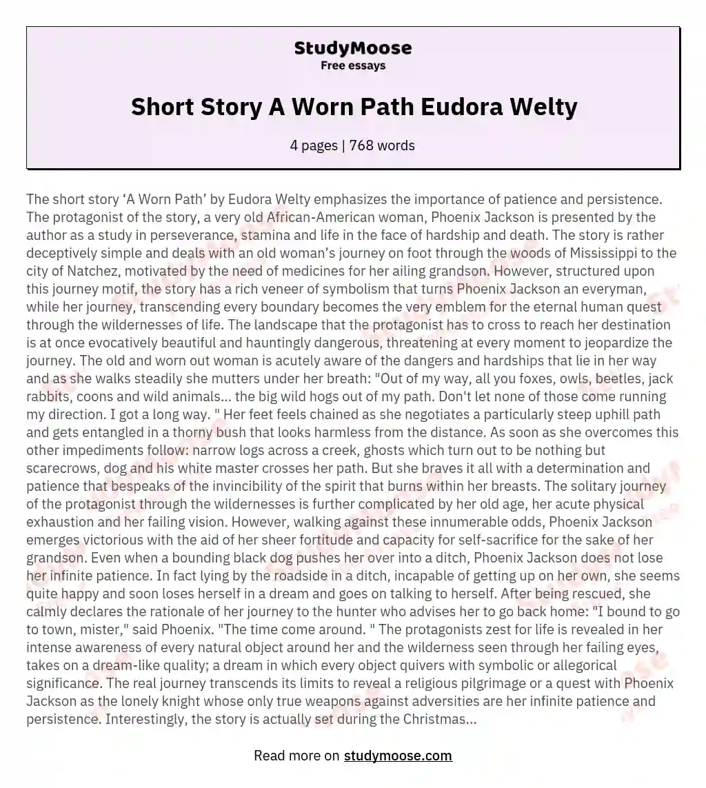 Short Story A Worn Path Eudora Welty