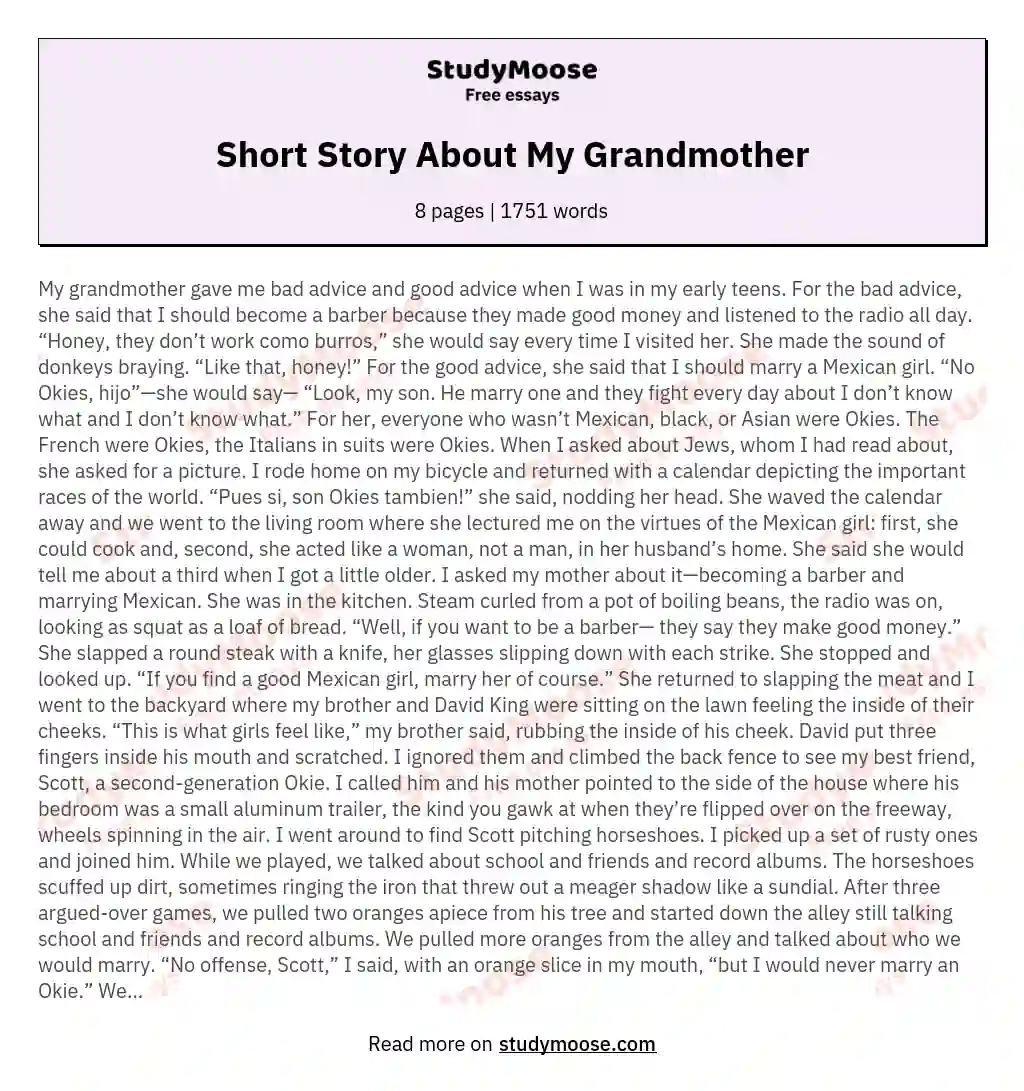 Short Story About My Grandmother