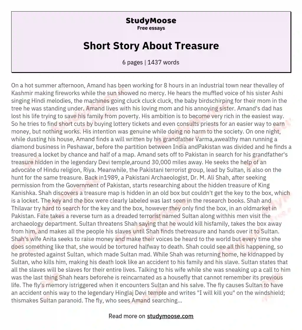 Short Story About Treasure essay