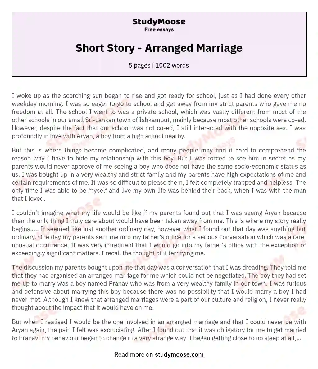 arranged marriage opinion essay