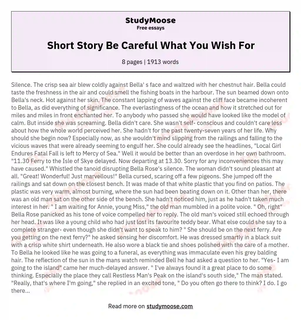 Short Story Be Careful What You Wish For