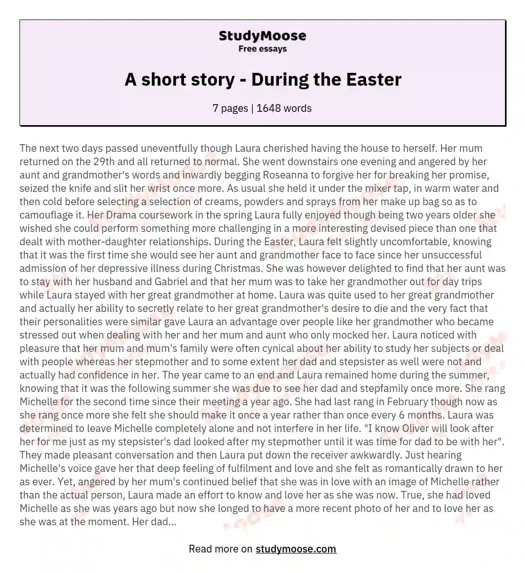 A short story - During the Easter essay