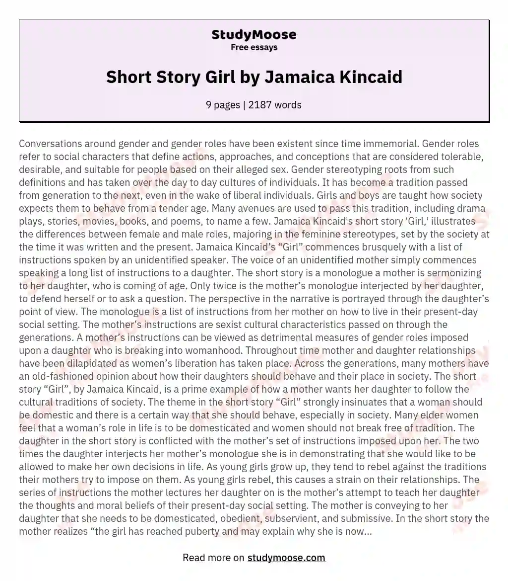 Short Story Girl by Jamaica Kincaid