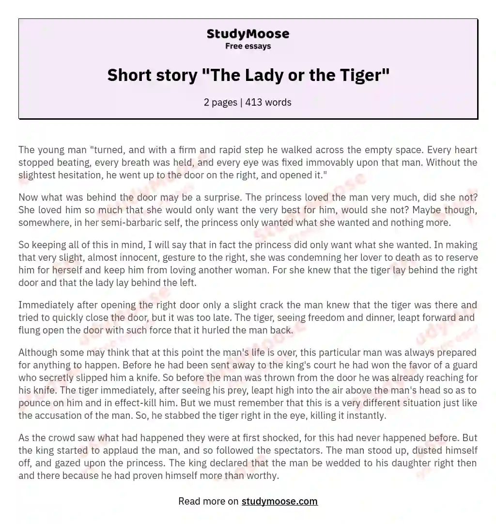 Short story "The Lady or the Tiger"