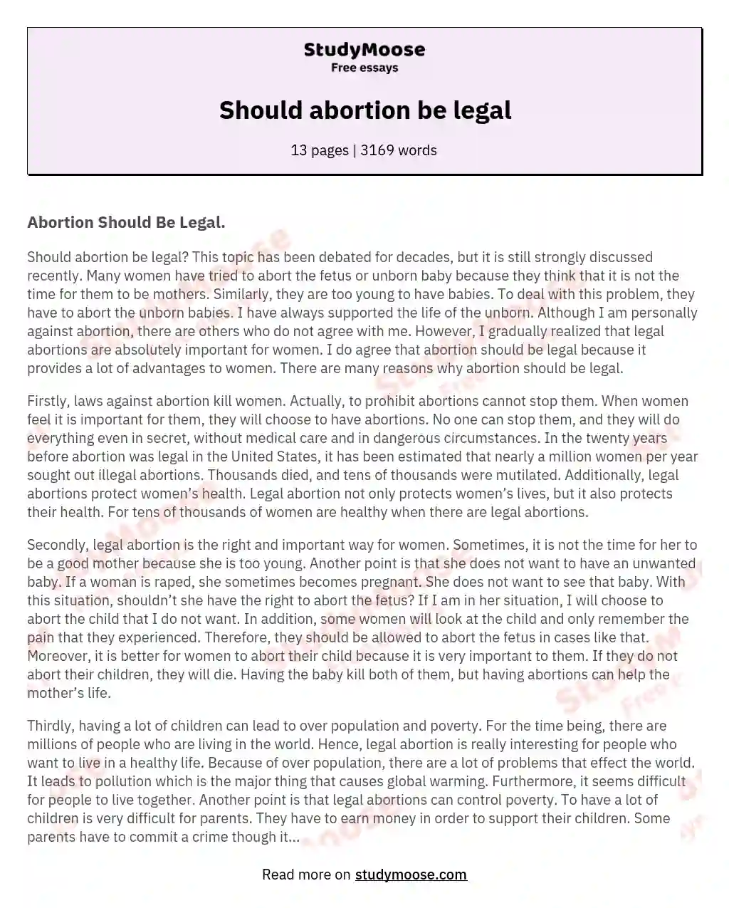 Should abortion be legal