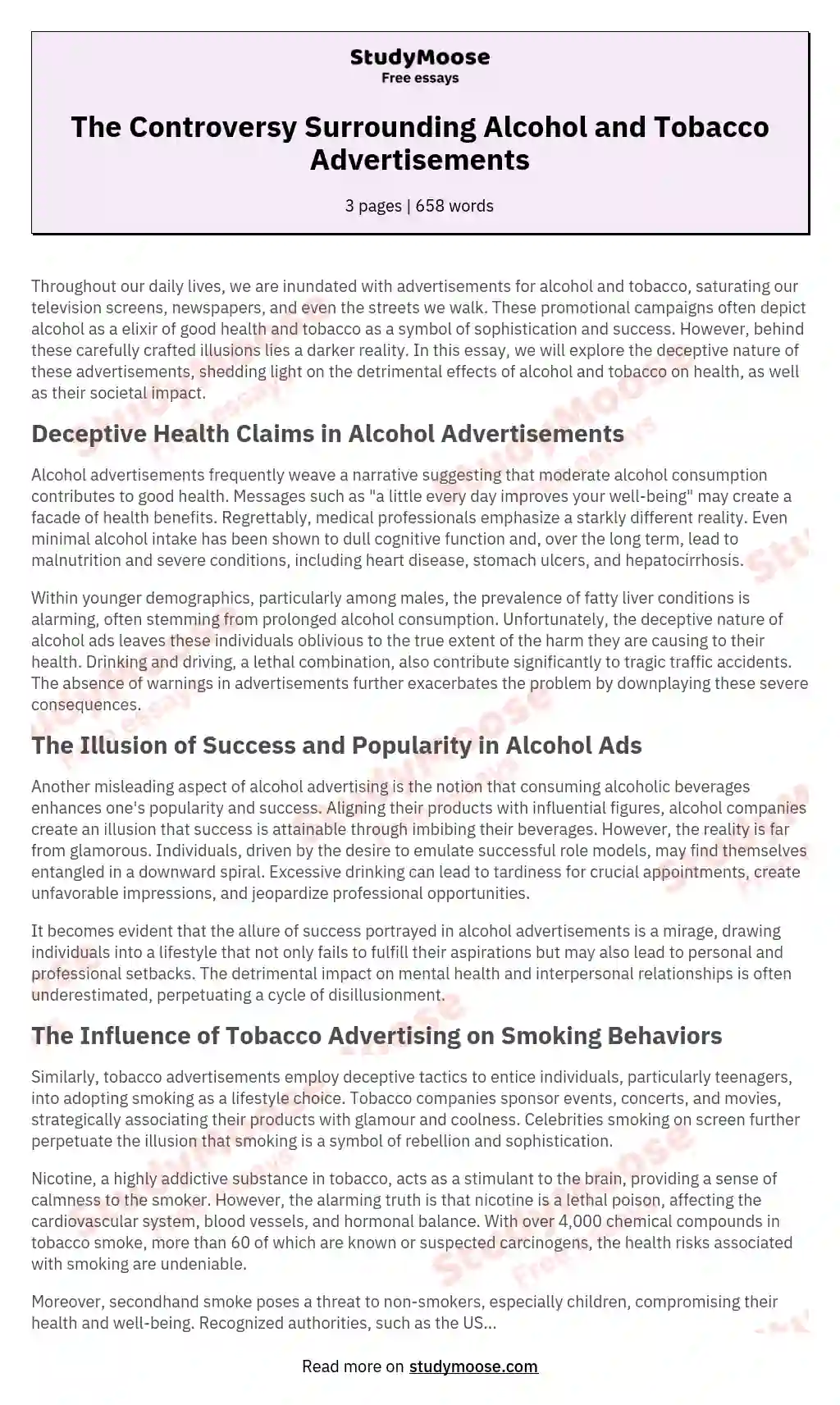 cigarette advertising should be banned essay