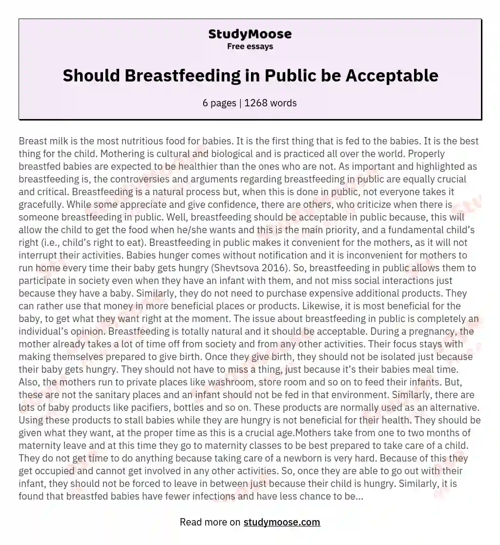 Should Breastfeeding in Public be Acceptable essay