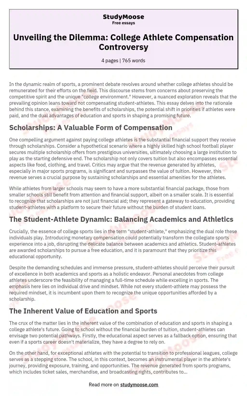 college athletes should be paid persuasive essay