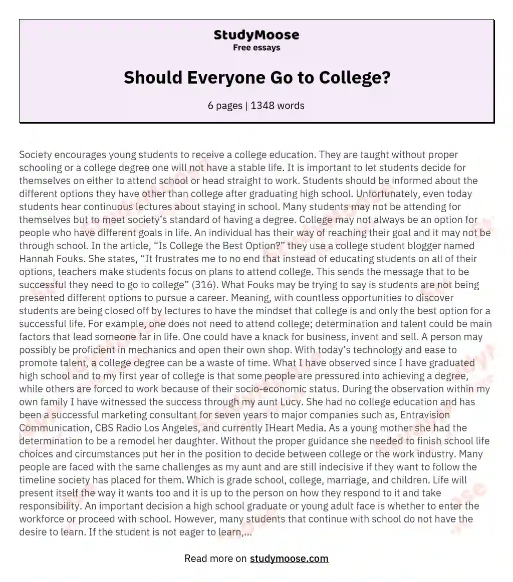 should everyone go to college essay