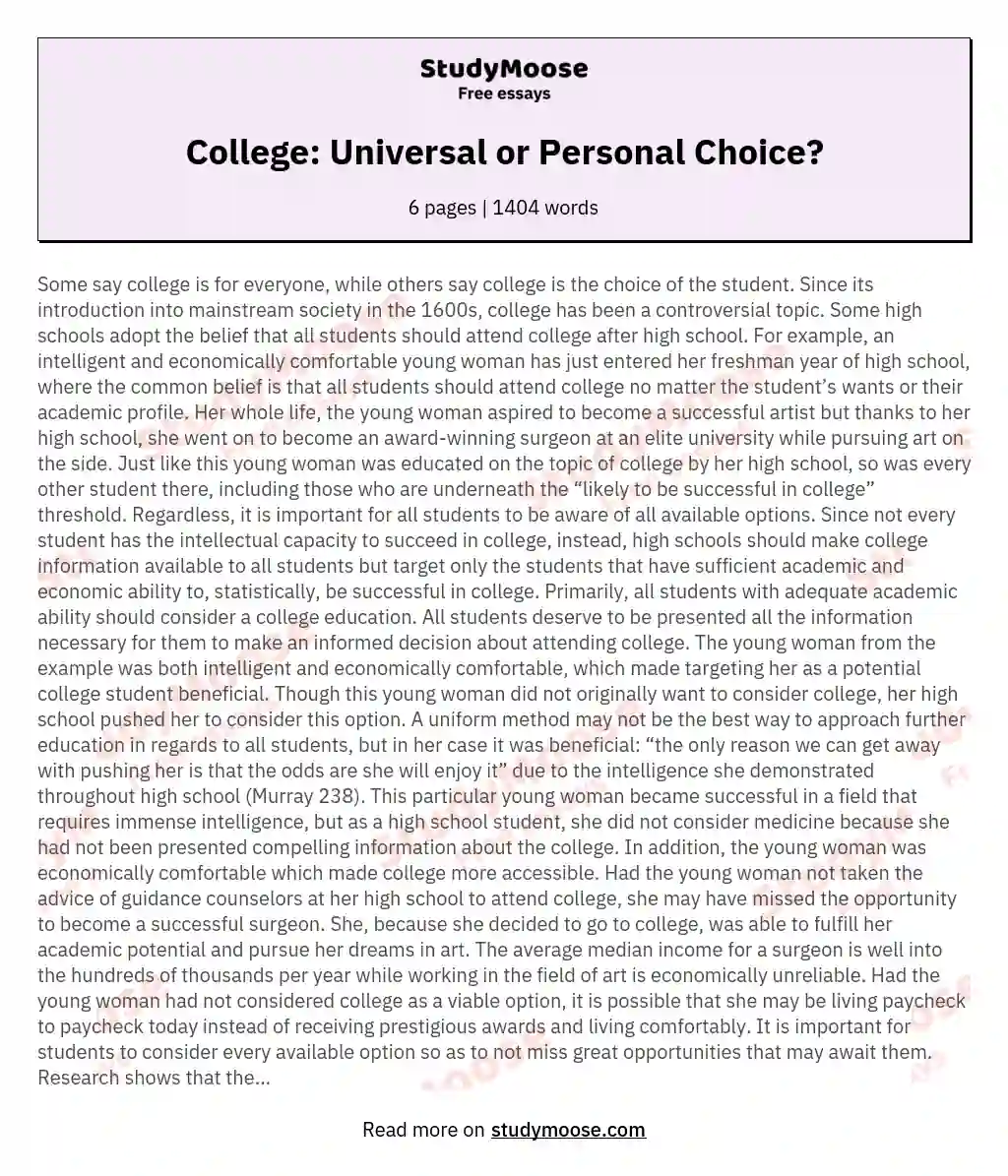 college-universal-or-personal-choice-free-essay-example