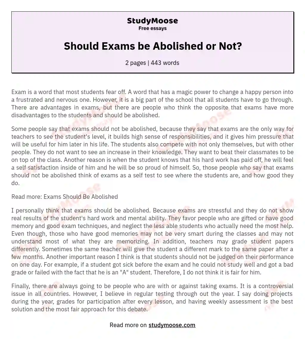 Should Exams be Abolished or Not? essay