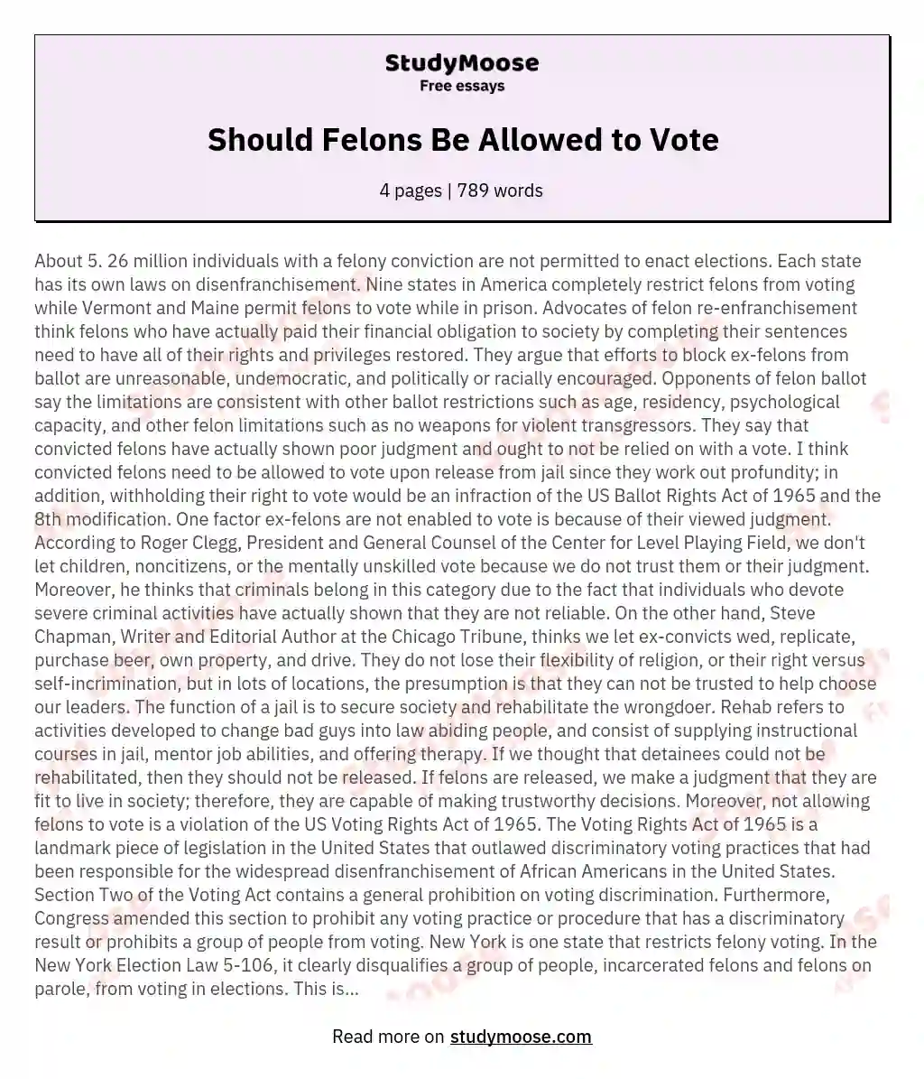 felons should not be allowed to vote article