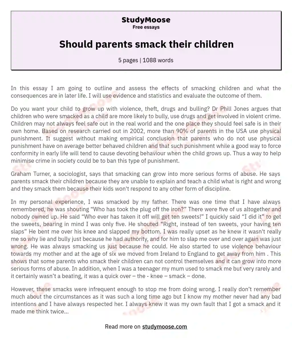 Should parents smack their children essay