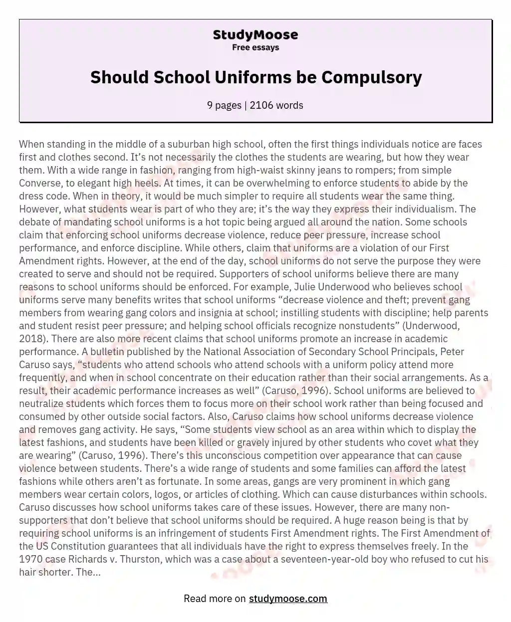 essay on uniform compulsory or optional