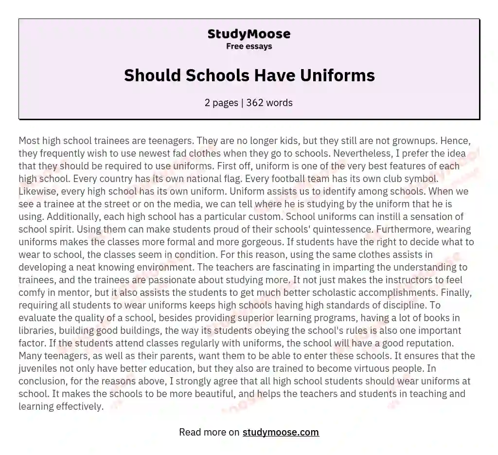 Should Schools Have Uniforms