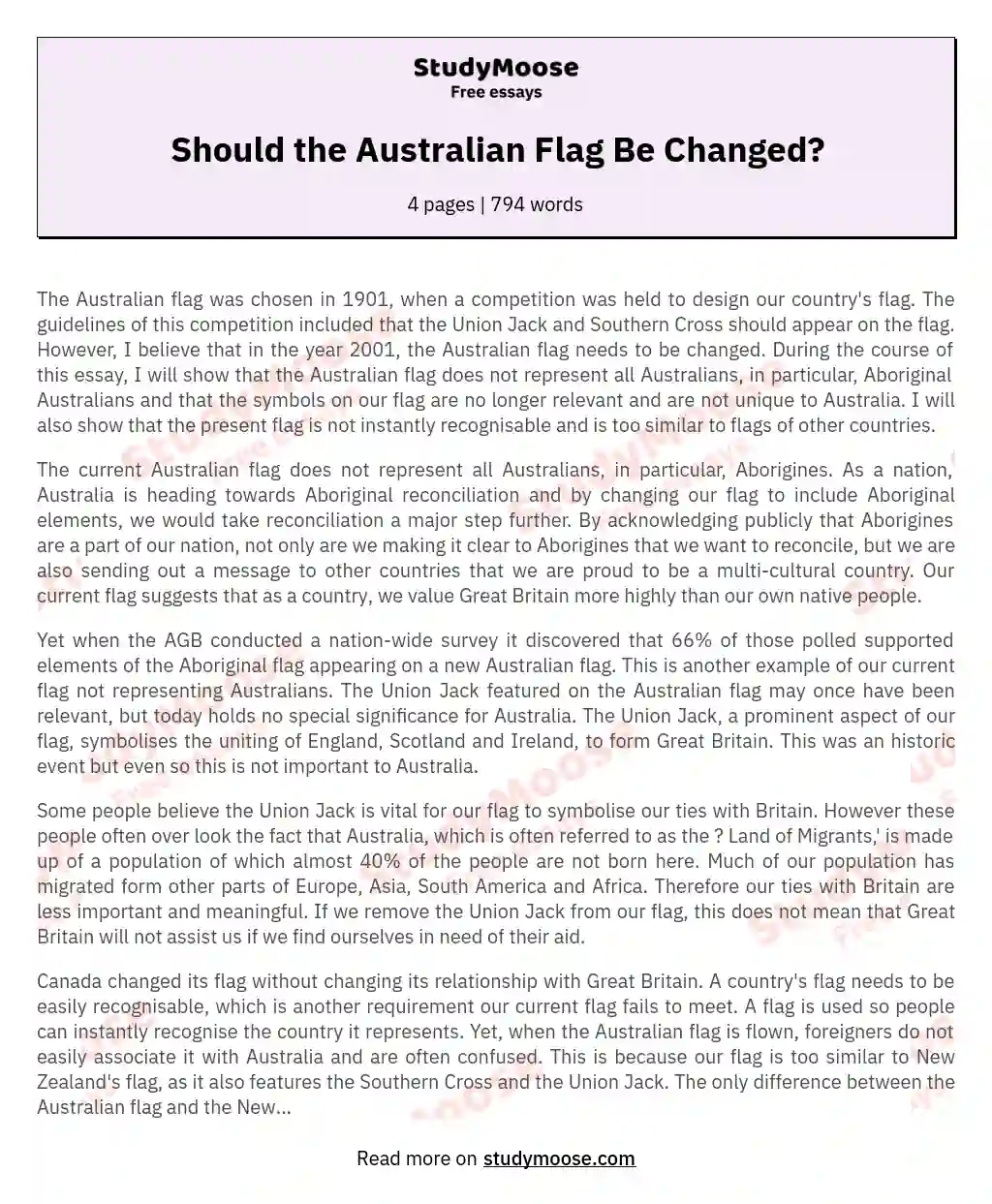 Should the Australian Flag Be Changed? essay