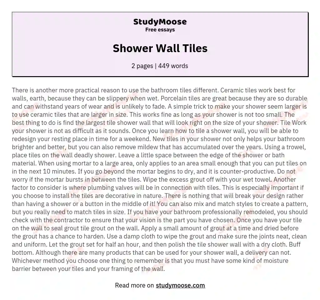 Shower Wall Tiles essay
