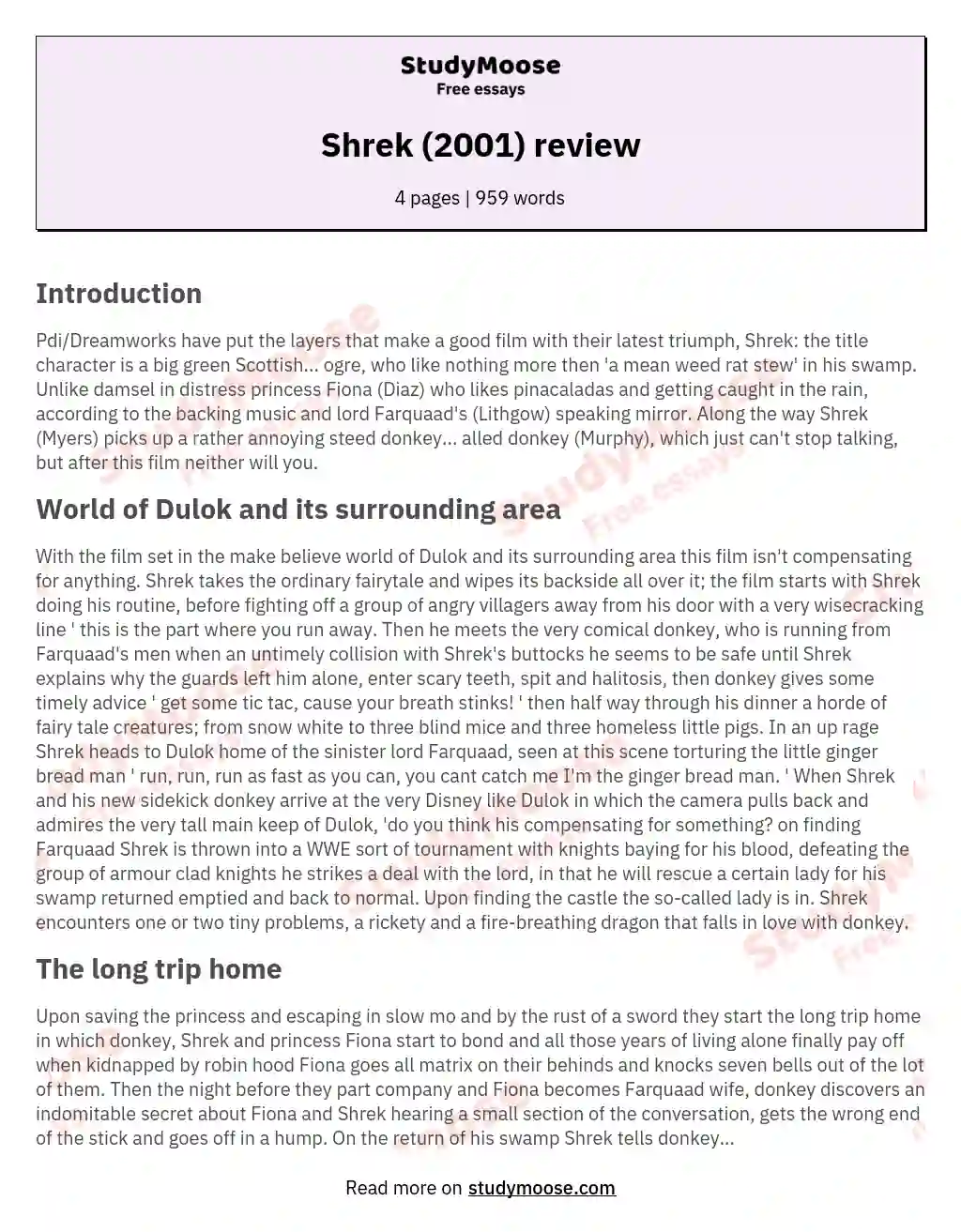 Shrek (2001) review essay
