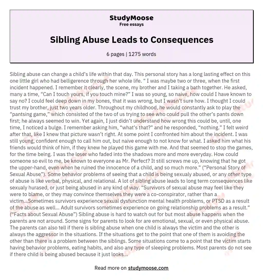 Sibling Abuse Leads to Consequences essay