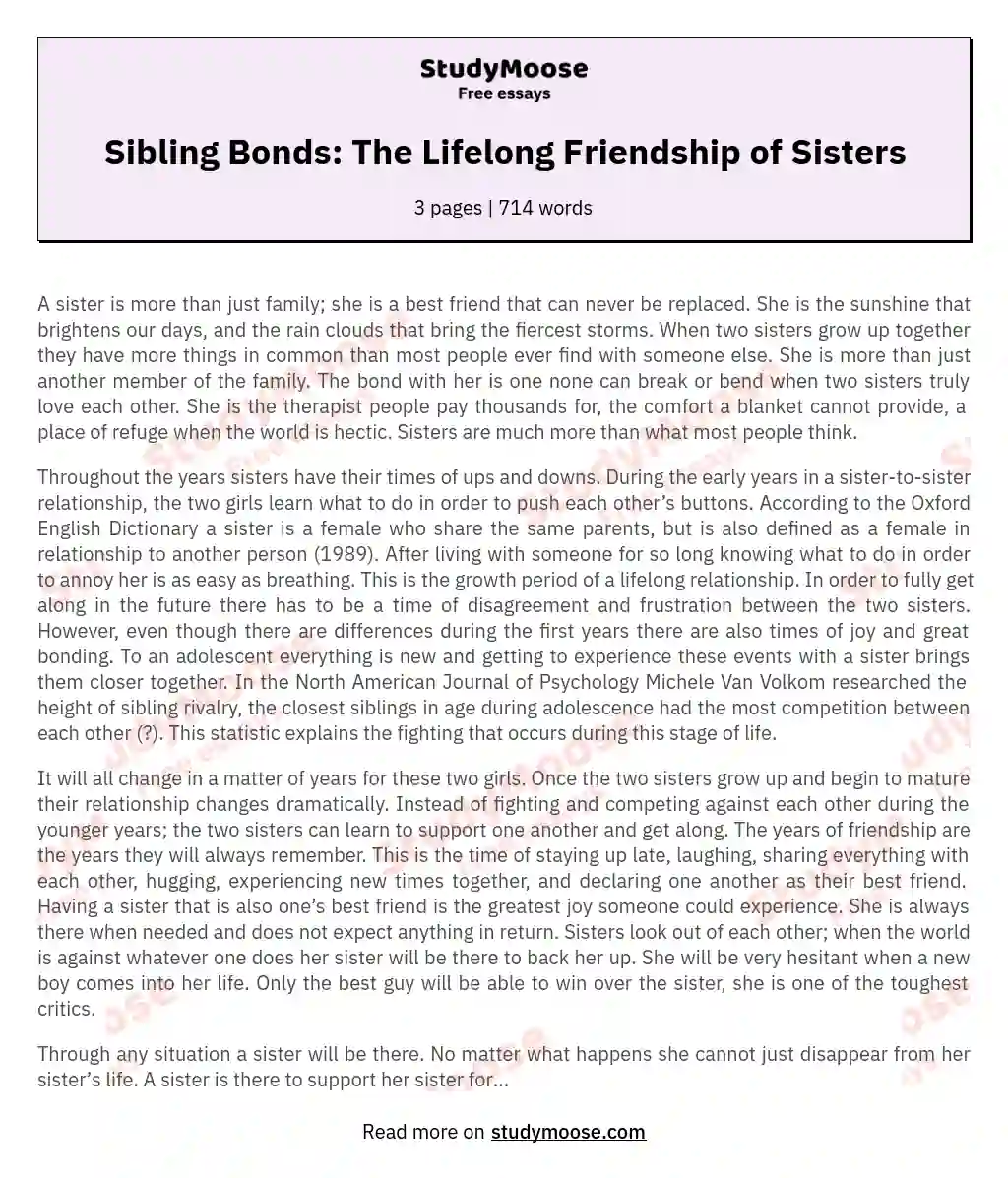 Sibling and Sisterhood