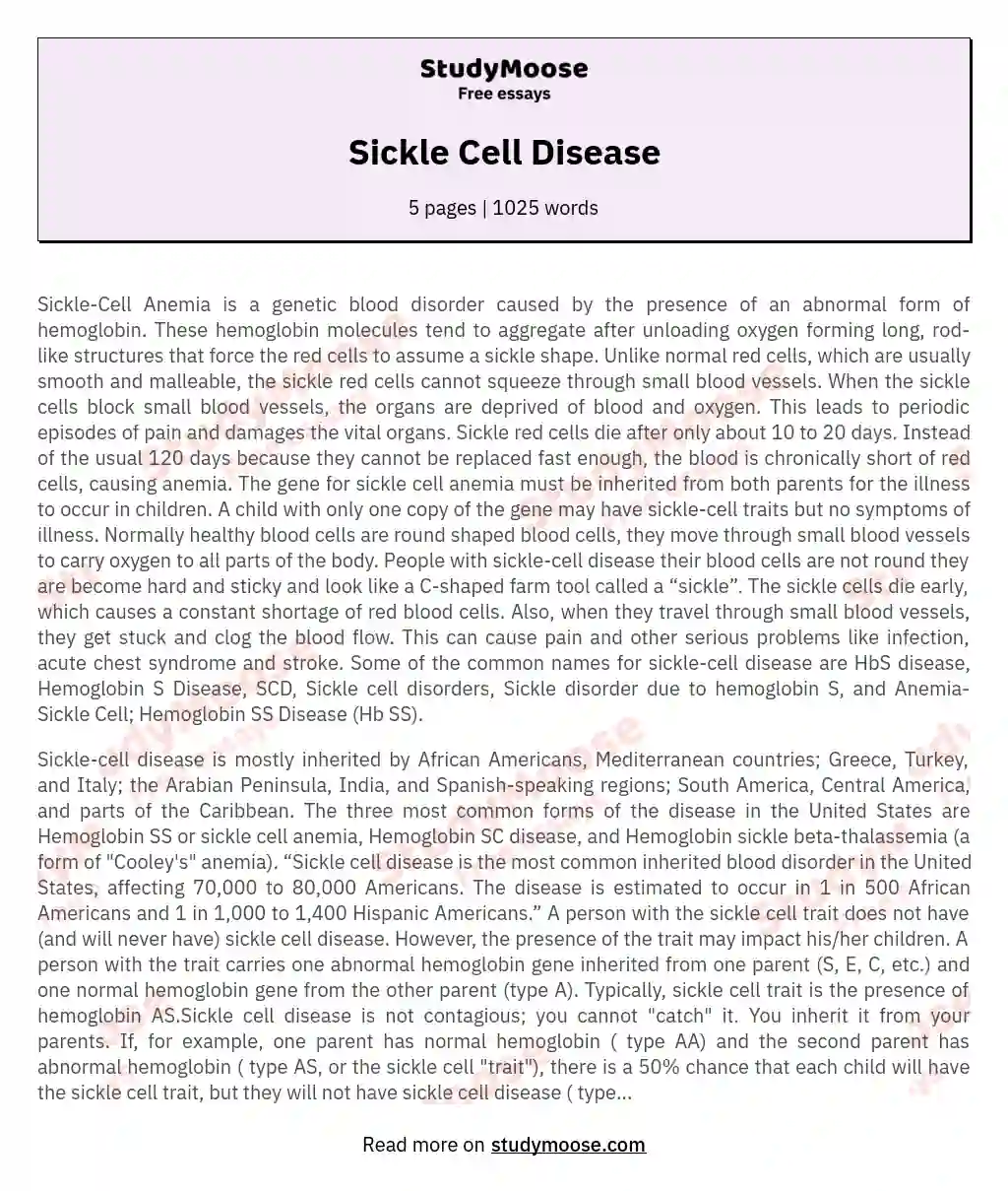 Sickle Cell Disease essay