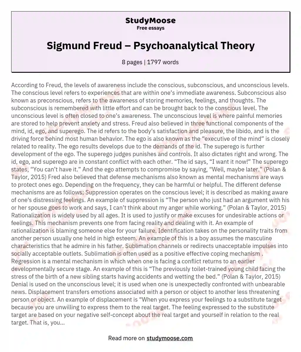 Sigmund Freud – Psychoanalytical Theory