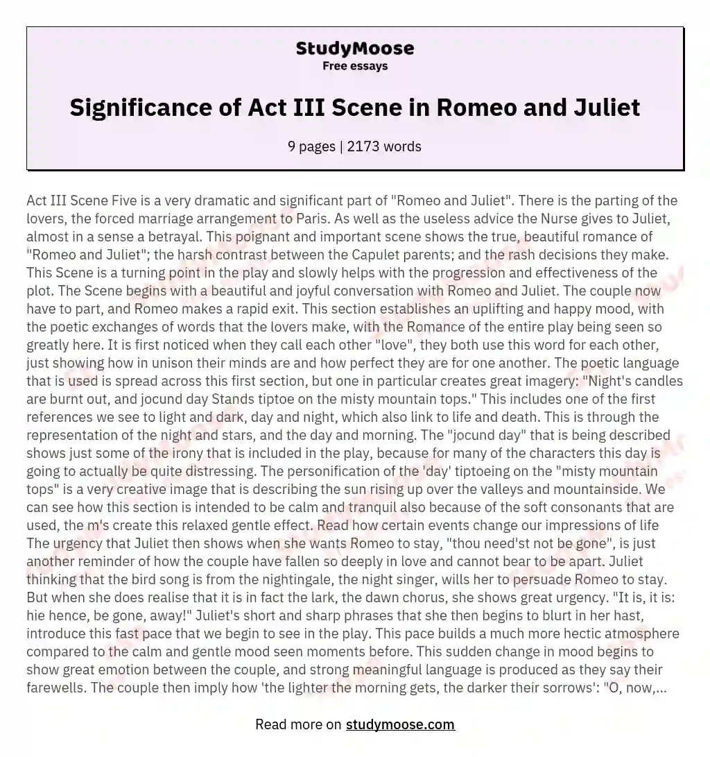 What is the significance and dramatic impact of Act III Scene Five in Romeo and Juliet?