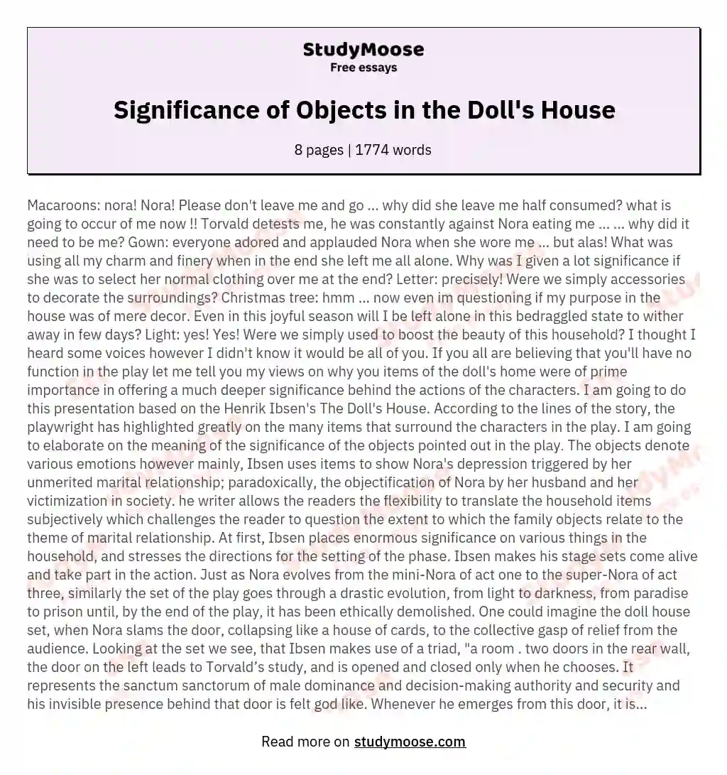 a doll's house essay example