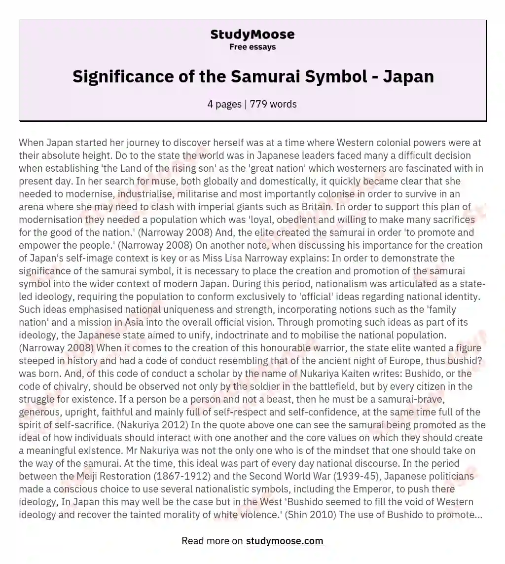 Significance of the Samurai Symbol - Japan essay