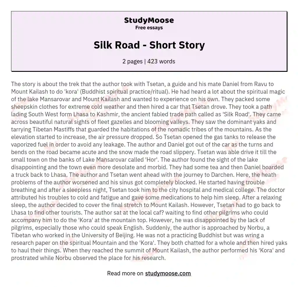 Silk Road - Short Story