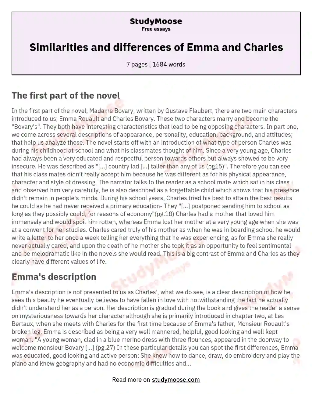 Similarities and differences of Emma and Charles