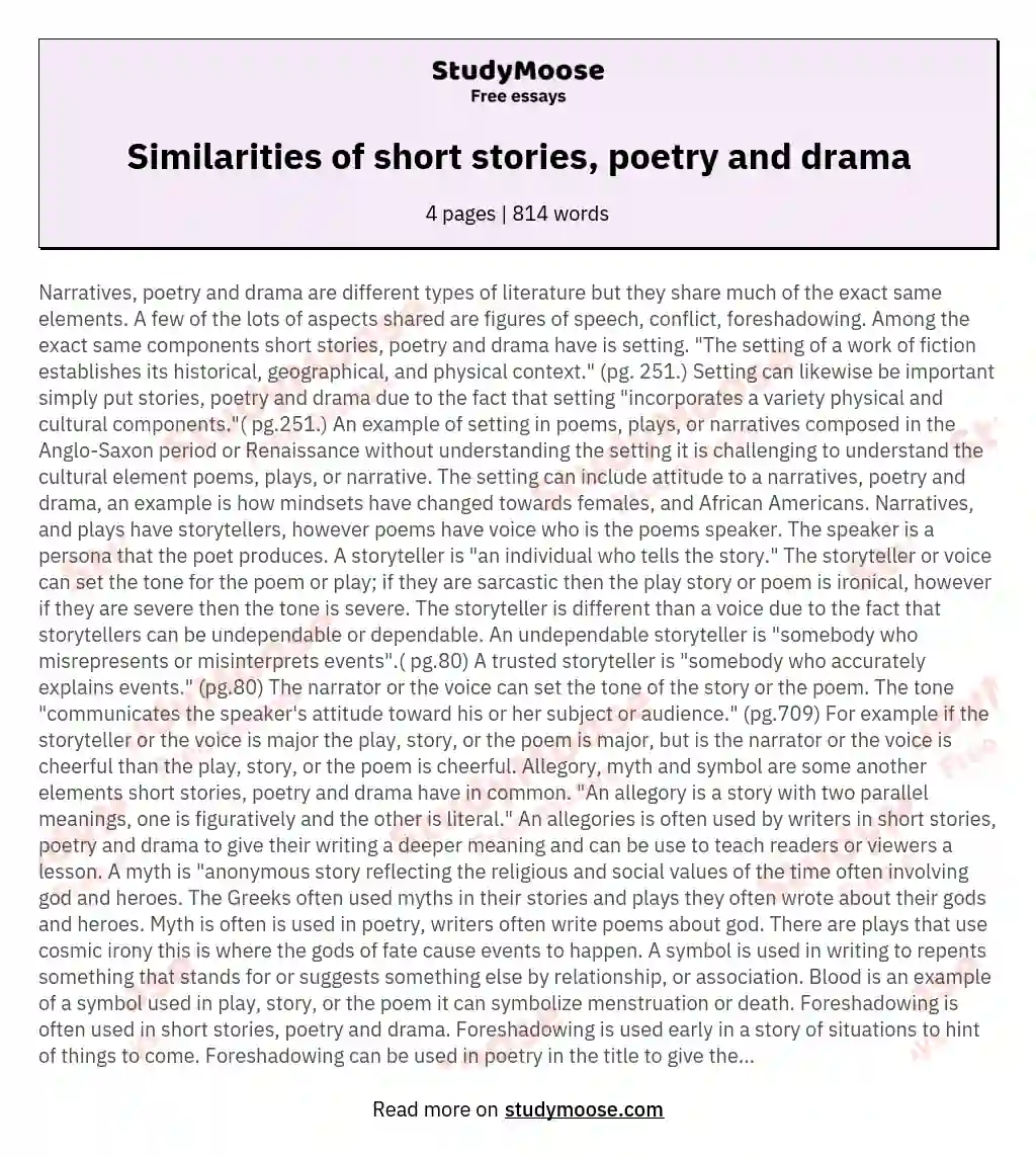 essays and short stories difference