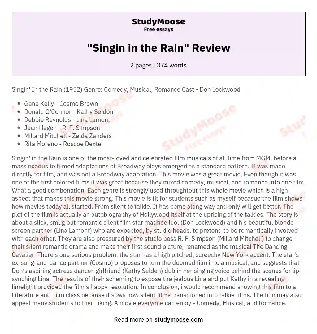 "Singin in the Rain" Review