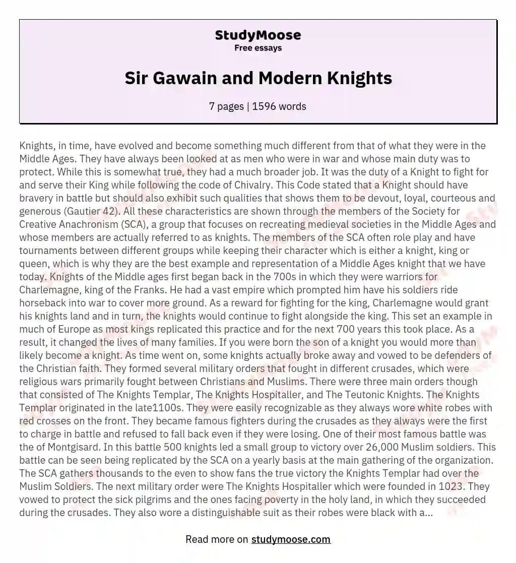 Sir Gawain and Modern Knights