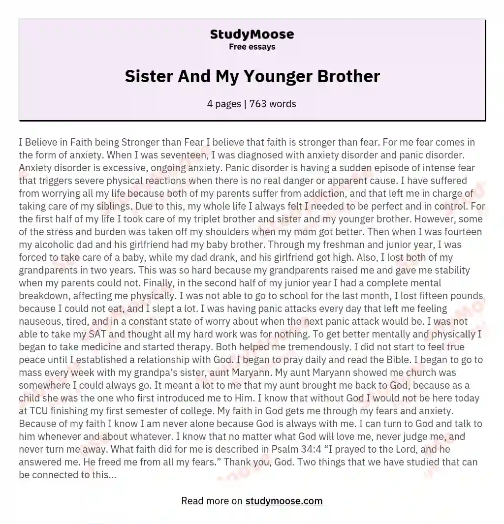 Sister And My Younger Brother essay