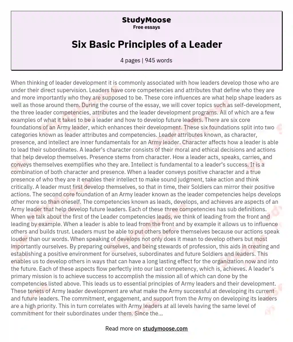 Six Basic Principles of a Leader