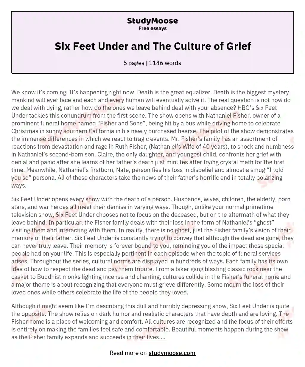 Six Feet Under and The Culture of Grief essay