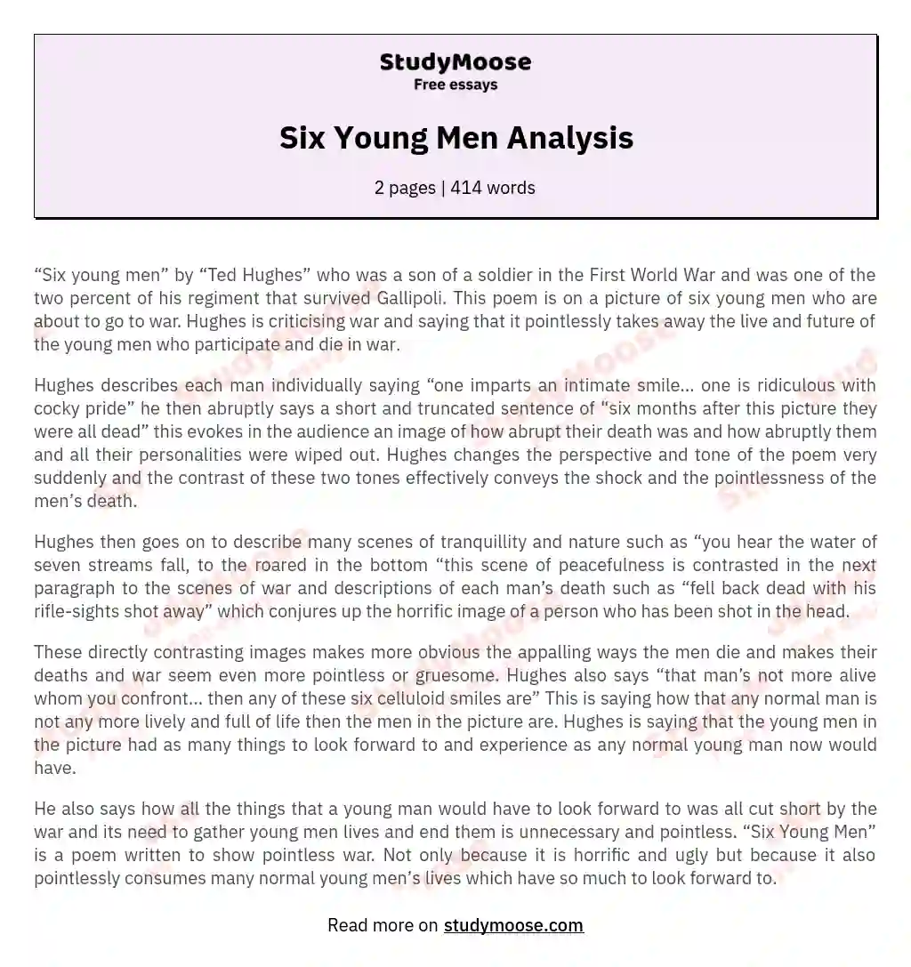 Six Young Men Analysis essay