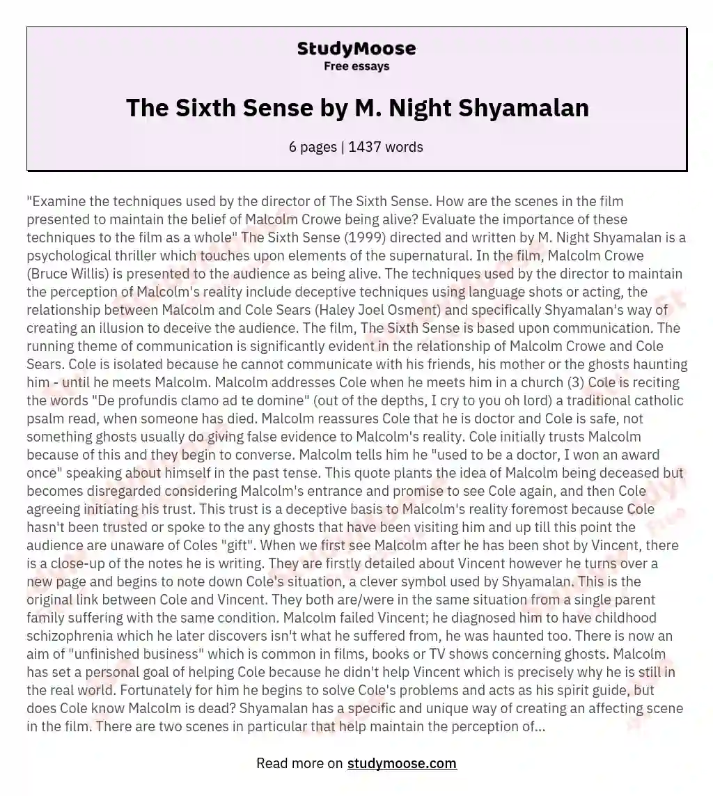 The Sixth Sense by M. Night Shyamalan