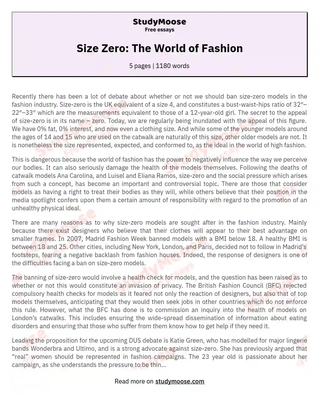 Size Zero: The World of Fashion