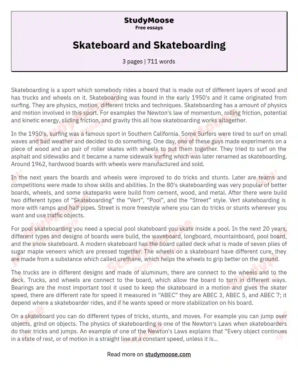 Skateboard and Skateboarding essay