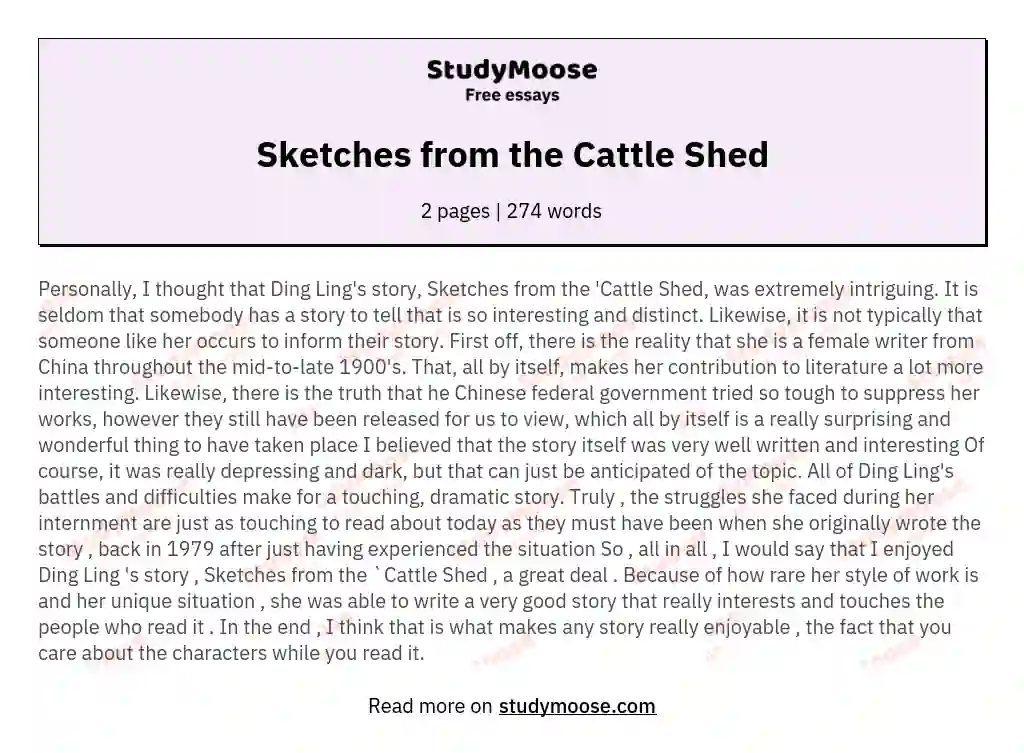 Sketches from the Cattle Shed essay