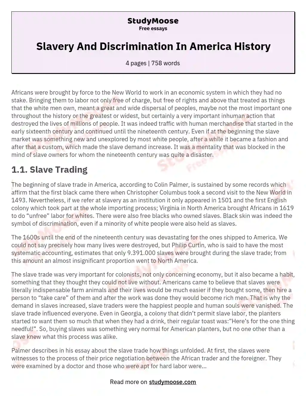 Slavery And Discrimination In America History