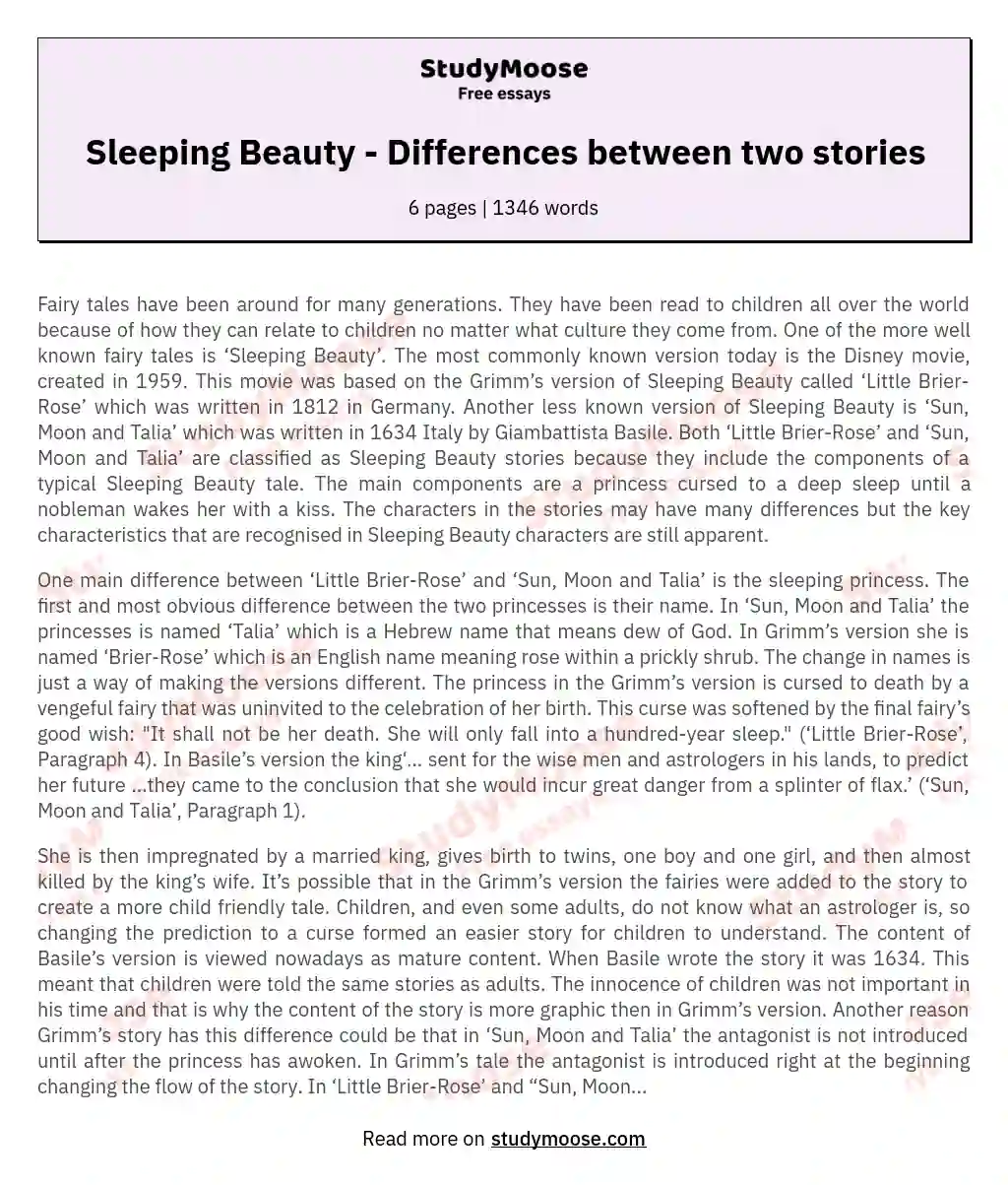 persuasive essay about sleeping beauty