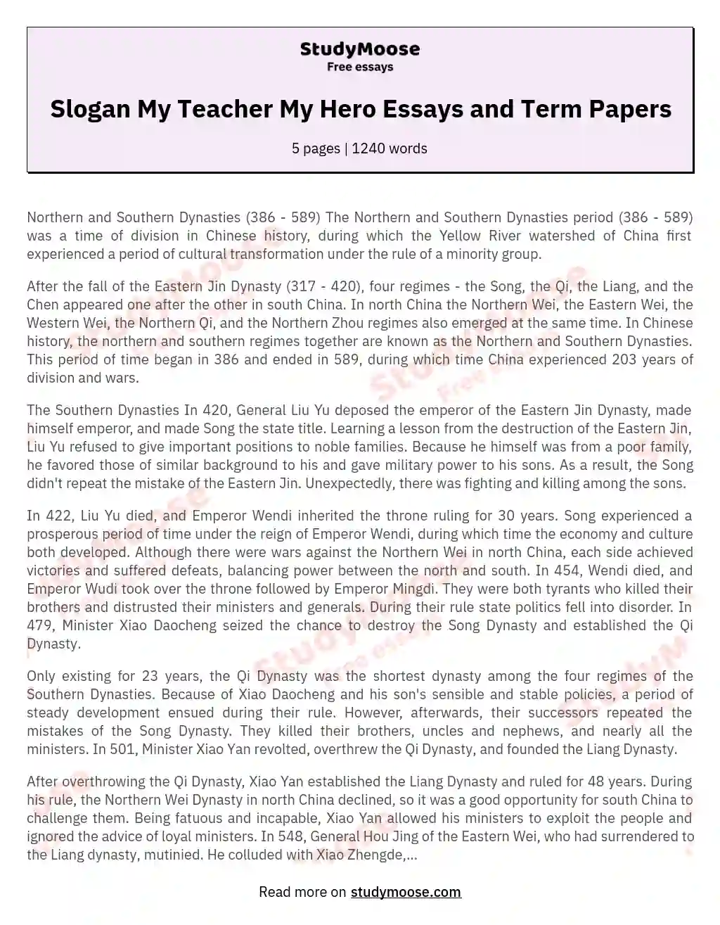 Slogan My Teacher My Hero Essays and Term Papers essay