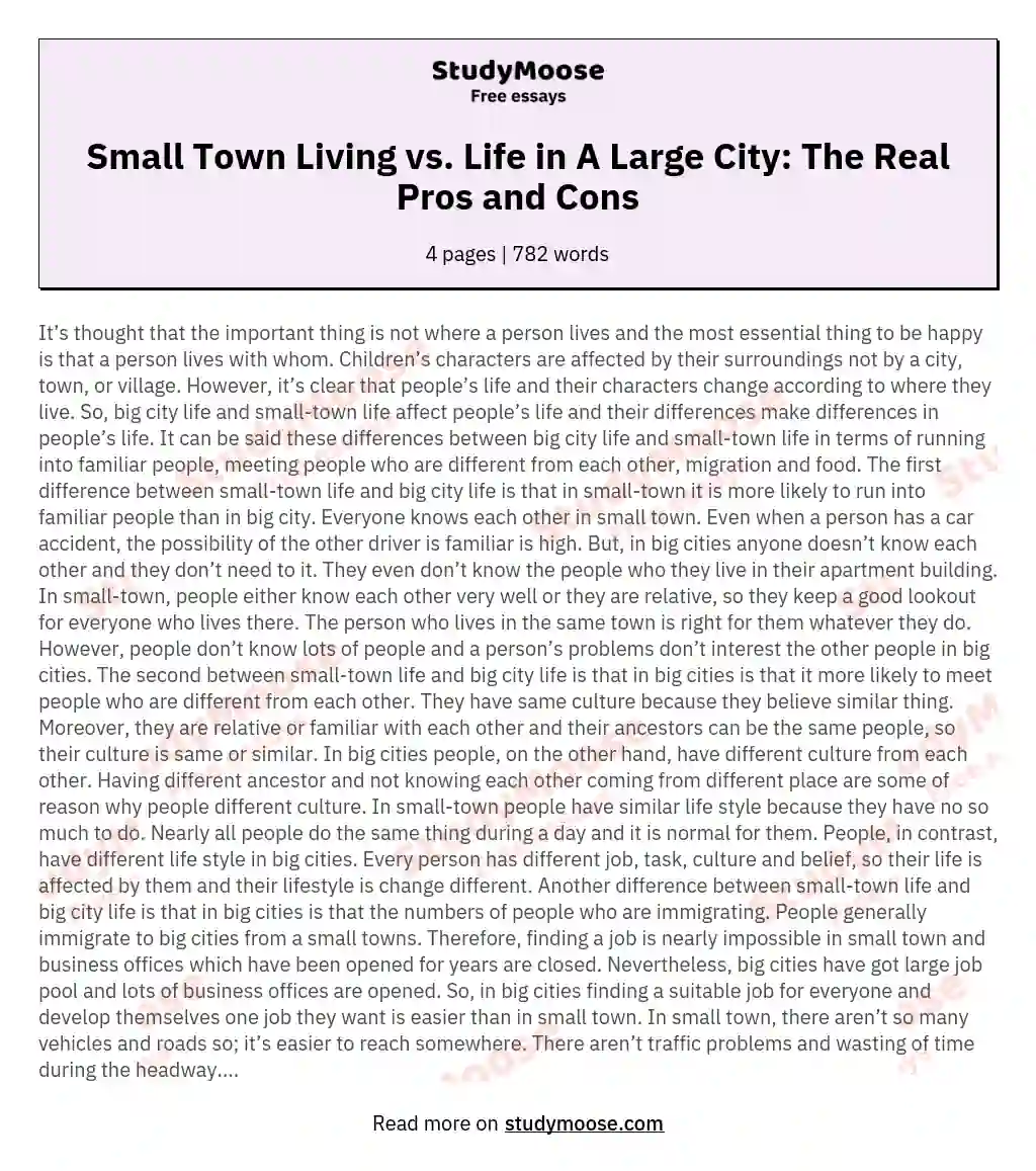 Small Town Living vs. Life in A Large City: The Real Pros and Cons