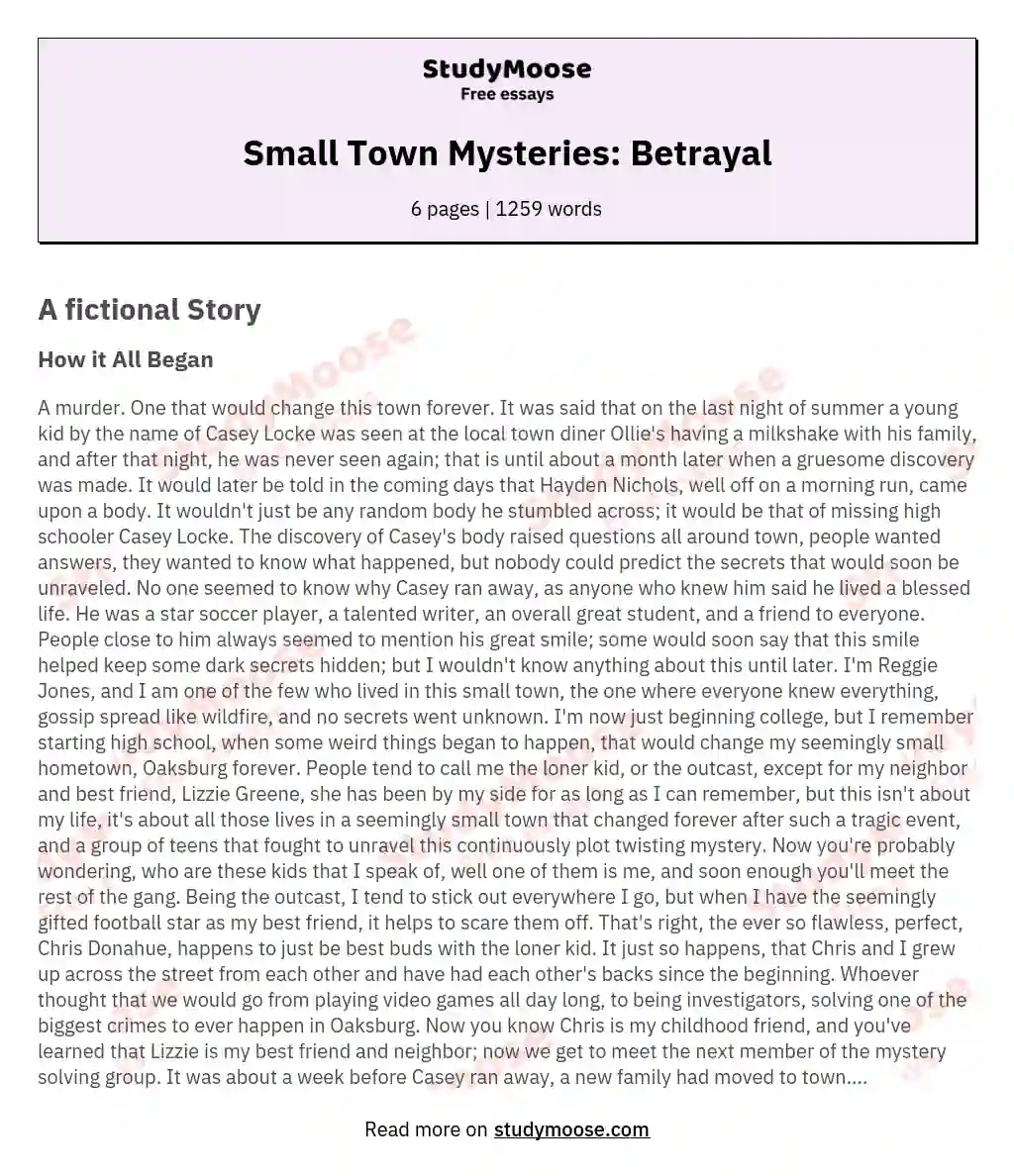 Small Town Mysteries: Betrayal